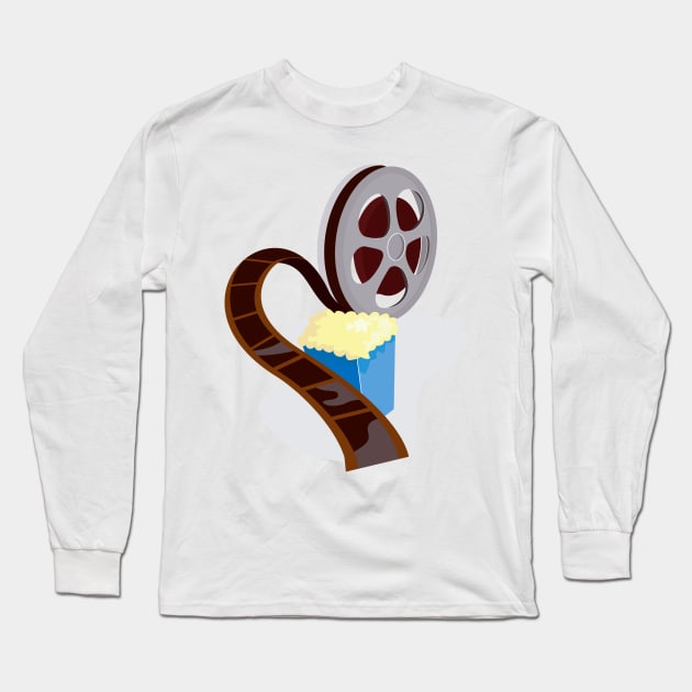 Movie Reel with Popcorn Retro Long Sleeve T-Shirt by retrovectors